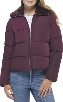 Calvin Klein Women's Warm Fur Trim Puffer Jacket