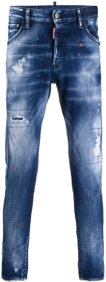 DSQUARED2 Ripped Paint-Splatter Skinny Jeans - ShopStyle
