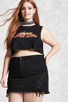 Forever 21 Plus Size Lace-Up Denim Skirt