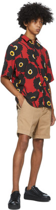 Ami Alexandre Mattiussi Black and Red Printed Summer Fit Short Sleeve Shirt
