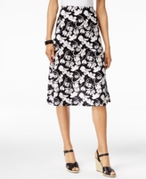Thumbnail for your product : JM Collection Petite Petal-Print Jacquard A-Line Skirt, Created for Macy's