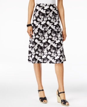JM Collection Petite Petal-Print Jacquard A-Line Skirt, Created for Macy's