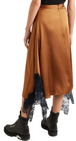 Thumbnail for your product : Christopher Kane Asymmetric Chantilly Lace-trimmed Satin Midi Skirt