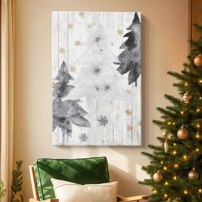 Red Barrel Studio Silver Manger at Night-Premium Gallery Wrapped Canvas