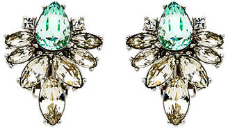 Monet Navette Glass Crystal Clip On Stud Earrings, Silver