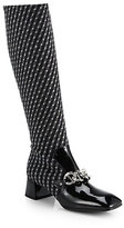Thumbnail for your product : Prada Tweed & Patent Leather Knee-High Boots