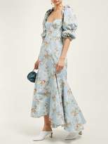 Thumbnail for your product : Brock Collection Olaria Floral Print Bustier Cotton Blend Gown - Womens - Blue