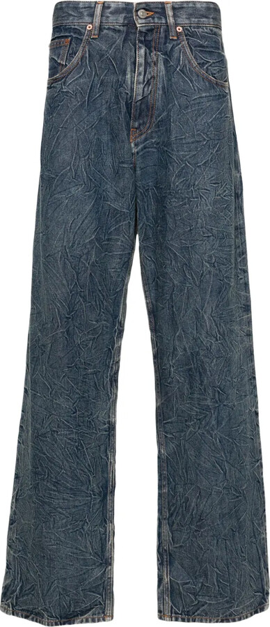 MM6 MAISON MARGIELA Cracked-Effect Straight-Leg Jeans