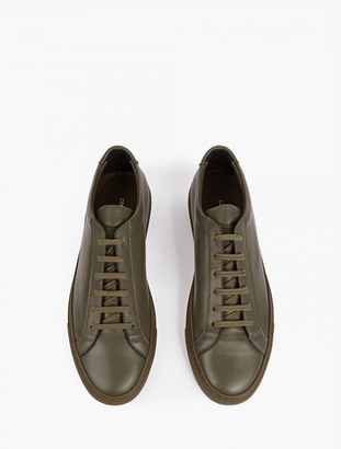 Common Projects Army Green Leather Achilles Sneakers