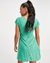 Thumbnail for your product : Motel mini tea dress with ruched bust in green paisley