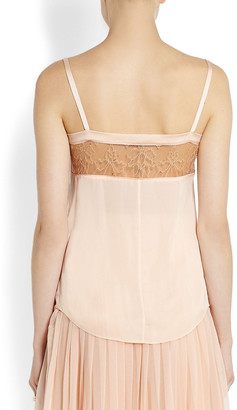 Givenchy Leaver's Lace-paneled Pleated Silk-chiffon Camisole