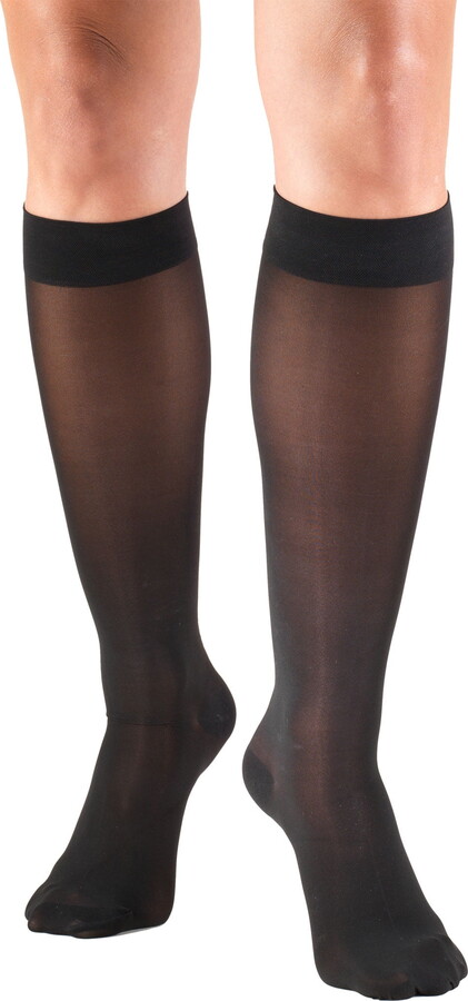 Truform Women’s Stockings, Knee High, Sheer: 30-40 mmHg, Black, Large