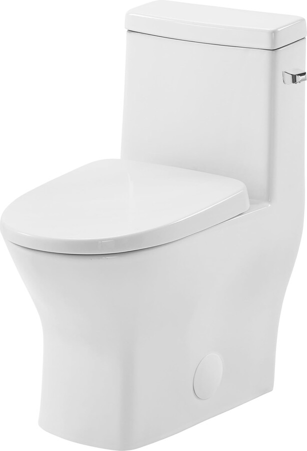 Carlton Plumbing MacKenzie One-Piece 10" Rough-in 1.28 GPF Right-Hand Flush Round Toilet in Glossy White