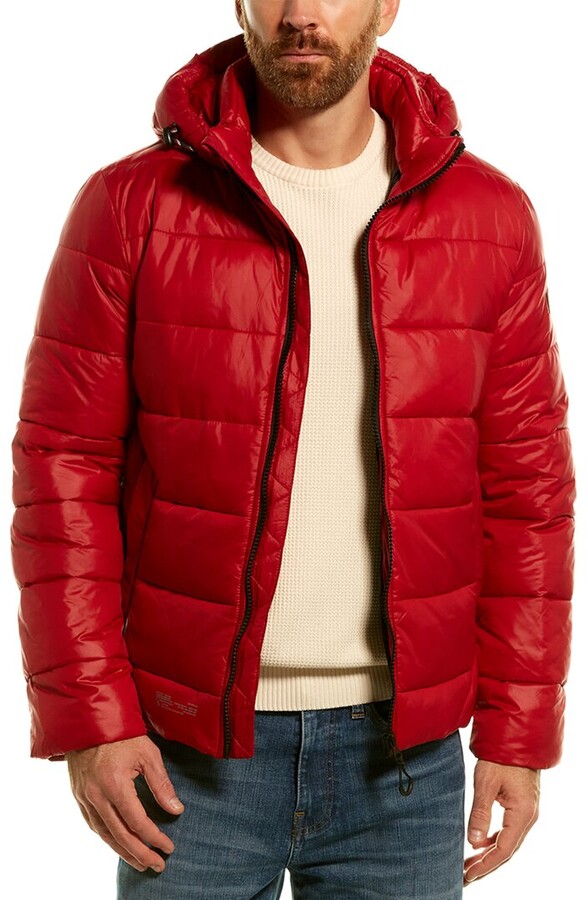mens red puffa jacket