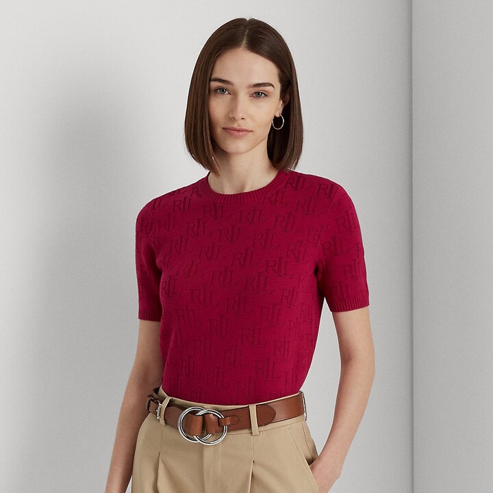 Lauren Ralph Lauren Ralph Lauren Monogram Jacquard Short-Sleeve Sweater ...