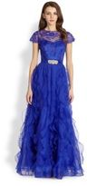 Thumbnail for your product : Teri Jon Lace-Sleeve Organza Gown