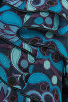 Thumbnail for your product : Anna Sui Curtain Of Stars Printed Fil Coupé Silk-blend Chiffon Halterneck Dress - Blue