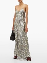 Thumbnail for your product : Ganni Metallic Floral-print Slip Dress - Silver