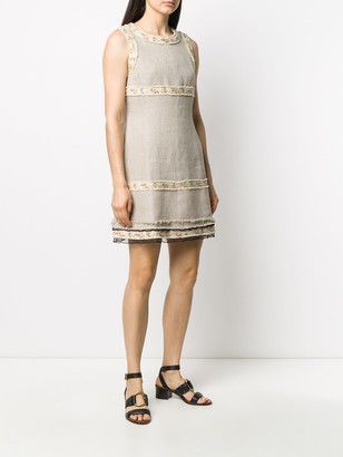 Pre-owned Chanel Crochet-knit Fitted Dress In Neutrals