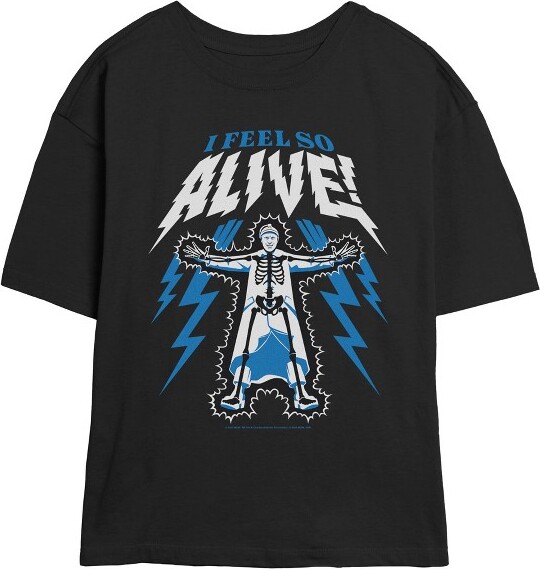 Wednesday Series JuniorsWomensWednesdayIFeelSoAliveQuoteTShirt-Black-Large