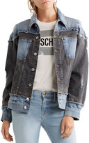 Thumbnail for your product : Moschino Distressed Two-tone Denim Jacket