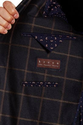Kroon The Edge Windowpane Two Button Notch Lapel Wool Sports Coat