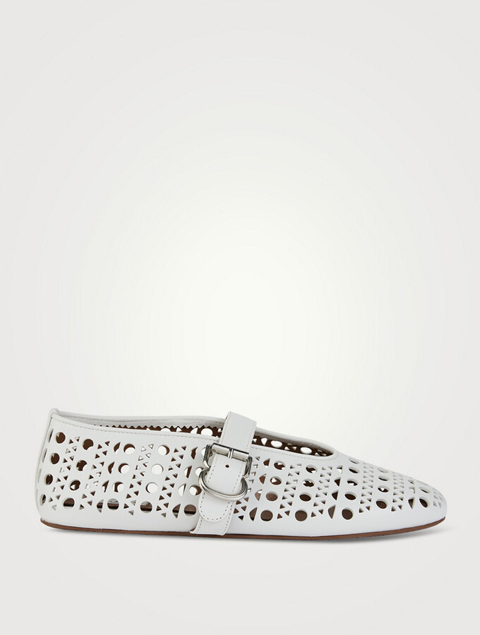 ホワイト可愛い【ALAIAアライア】White 90 calfskin sandals ALAÏA Satin wedge sandals | NET-A-PORTER