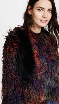 Anna Sui Rainbow Mongolian Faux Fur Jacket