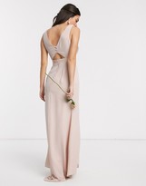 Thumbnail for your product : ASOS DESIGN Bridesmaid cowl front maxi dress with button back detail in Blush