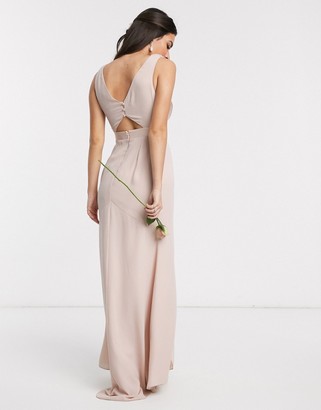 ASOS DESIGN Bridesmaid cowl front maxi dress with button-back detail in blush
