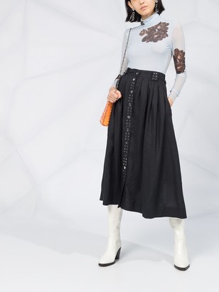 Ganni studded A-line midi skirt