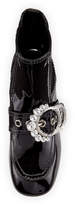 Thumbnail for your product : Miu Miu Crystal-Embellished Patent Booties, Black
