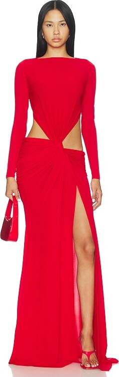 Alex Perry Long Sleeve Twist Gown