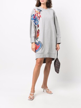 VIVETTA Floral-Embroidered Sweatshirt Dress