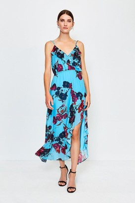 Karen Millen Frill Print Maxi Dress