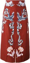 Temperley London TEMPERLEY LONDON EMBROIDERED MIDI SKIRT, FEMME, TAILLE: 12, ROUGE