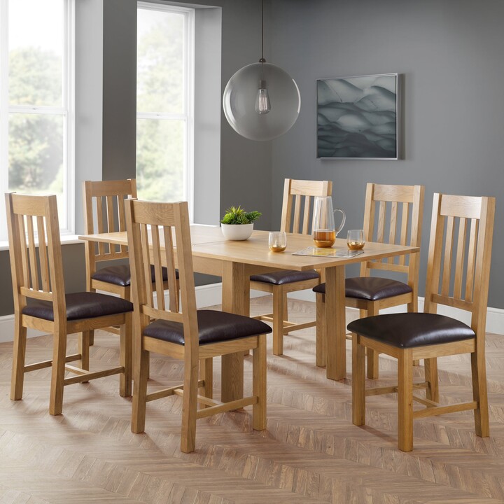 Dunelm Astoria 46 Seater Square Flip Top Dining Table, Solid Oak Oak