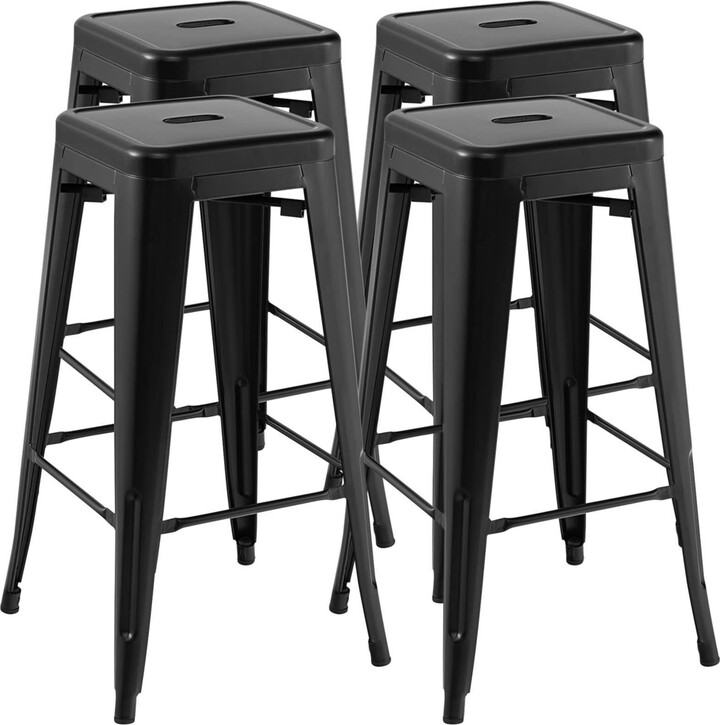 Sugift 30 Inch Bar Stools Set of 4 with Square Seat and Handling Hole