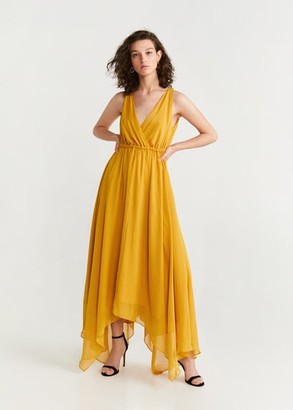 MANGO Chiffon gown mustard - 4 - Women