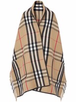 Wool And Cashmere Blend Checked Cape 