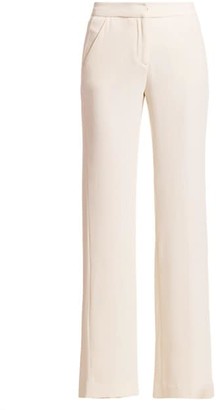 Halston Straight-Fit Pleat Detail Crepe Suiting Pants