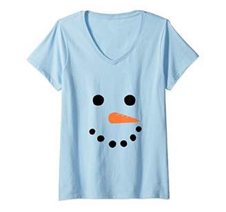 Womens Snowman Face Funny Snowman Carrot Nose Christmas Winter Gift V-Neck T-Shirt