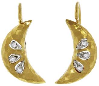 Cathy Waterman Diamond Crescent Moon Earrings - Yellow Gold
