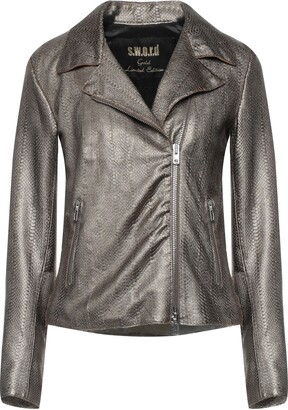 Gray Snakeskin Leather Motorcycle Jacket - Inspire Uplift
