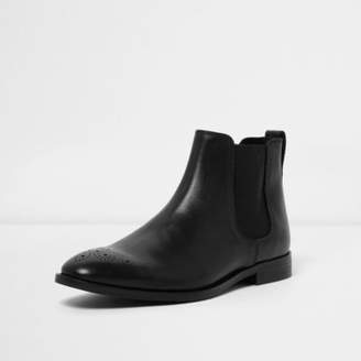 River Island Mens Black leather chelsea boots