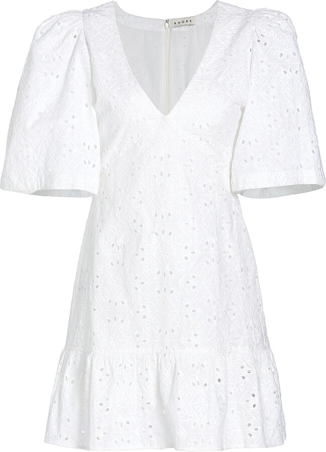 Rhode Resort Women's Mariana Eyelet Minidress - White Chelsea Eyelet - Size 0
