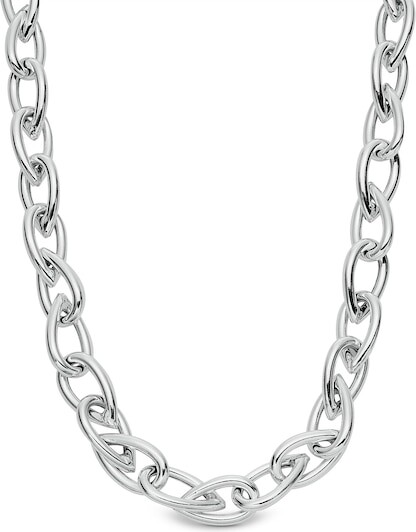 Zales 7.7mm Pear-Shaped Twist Link Chain Necklace in Hollow Sterling Silver - 17\