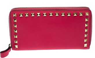 Valentino Hot Pink Leather Rockstud Zip Around Wallet - ShopStyle