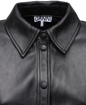 Ganni Button Down Leather Mini Dress