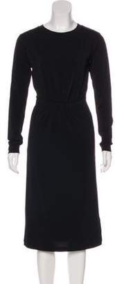MM6 MAISON MARGIELA Overlay Long Sleeves Midi Dress Black Overlay Long Sleeves Midi Dress